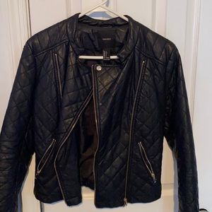Black leather jacket.